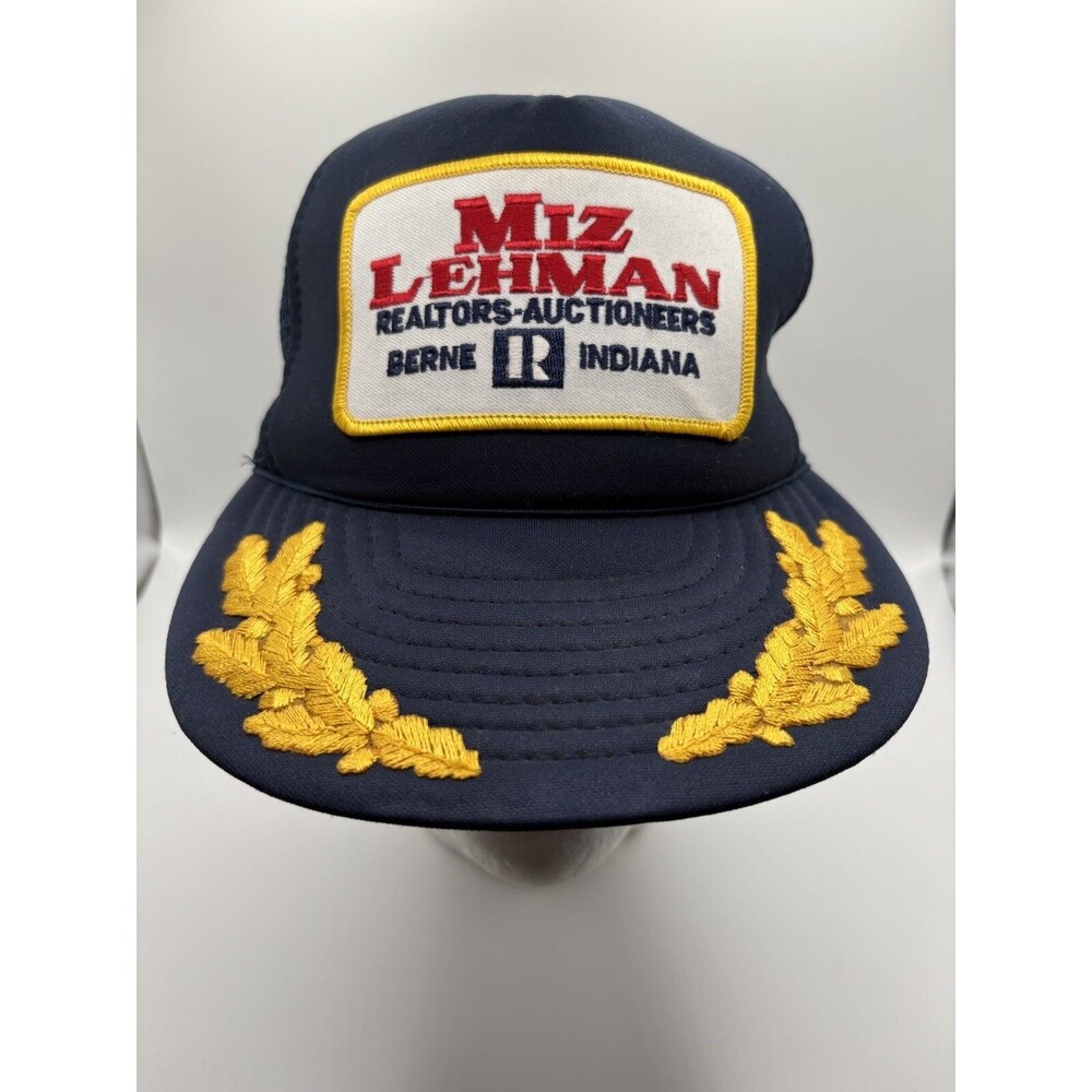 Vintage Miz Lehman Auction Indiana USA Scrambled Patch Trucker Hat Snapback Cap